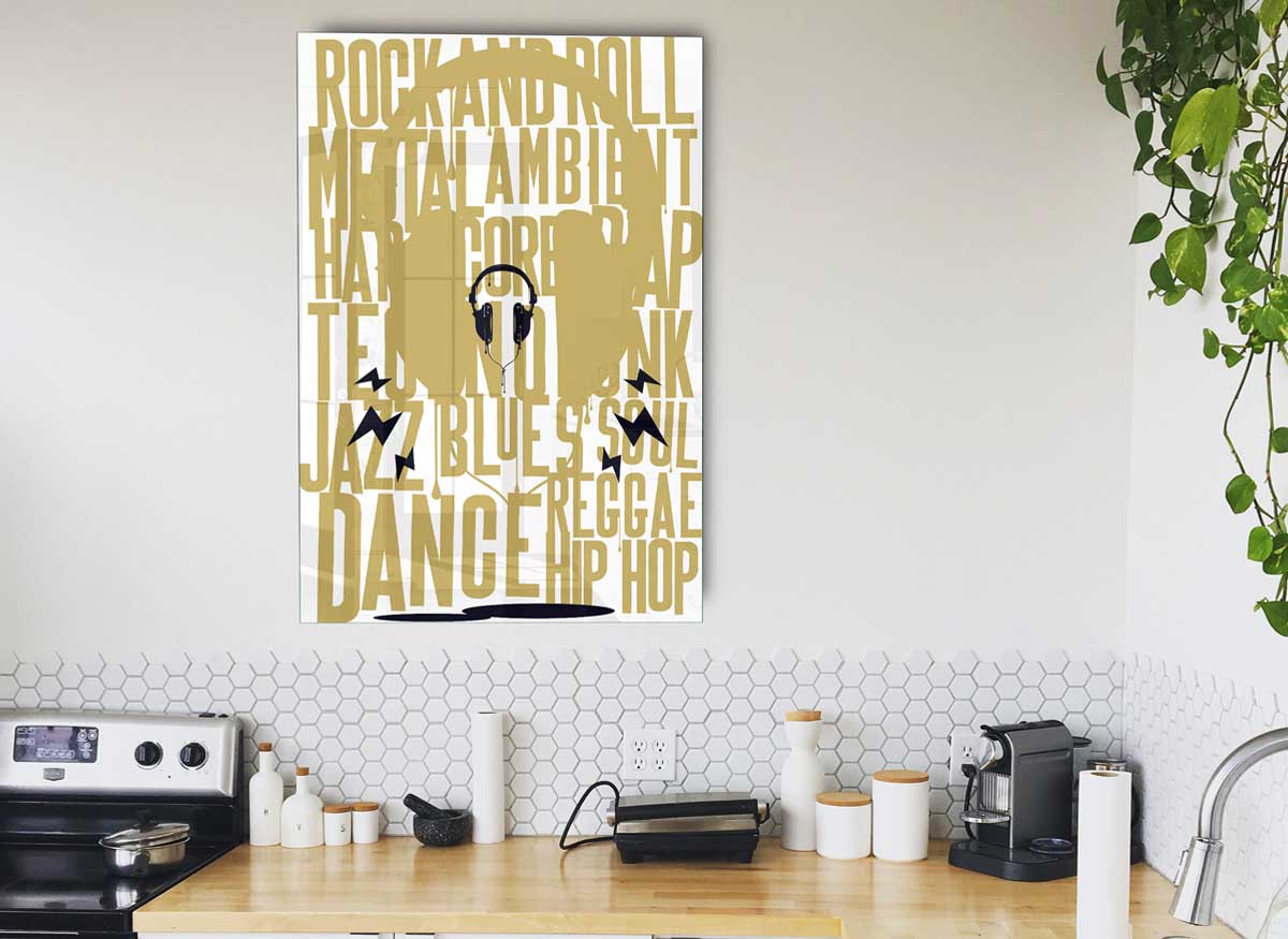 All Music Aloud glass print featuring modern art design, perfect for stylish home decor.