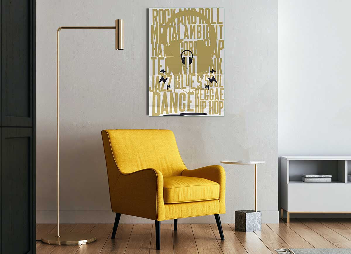 All Music Aloud glass print featuring modern art design, perfect for stylish home decor.