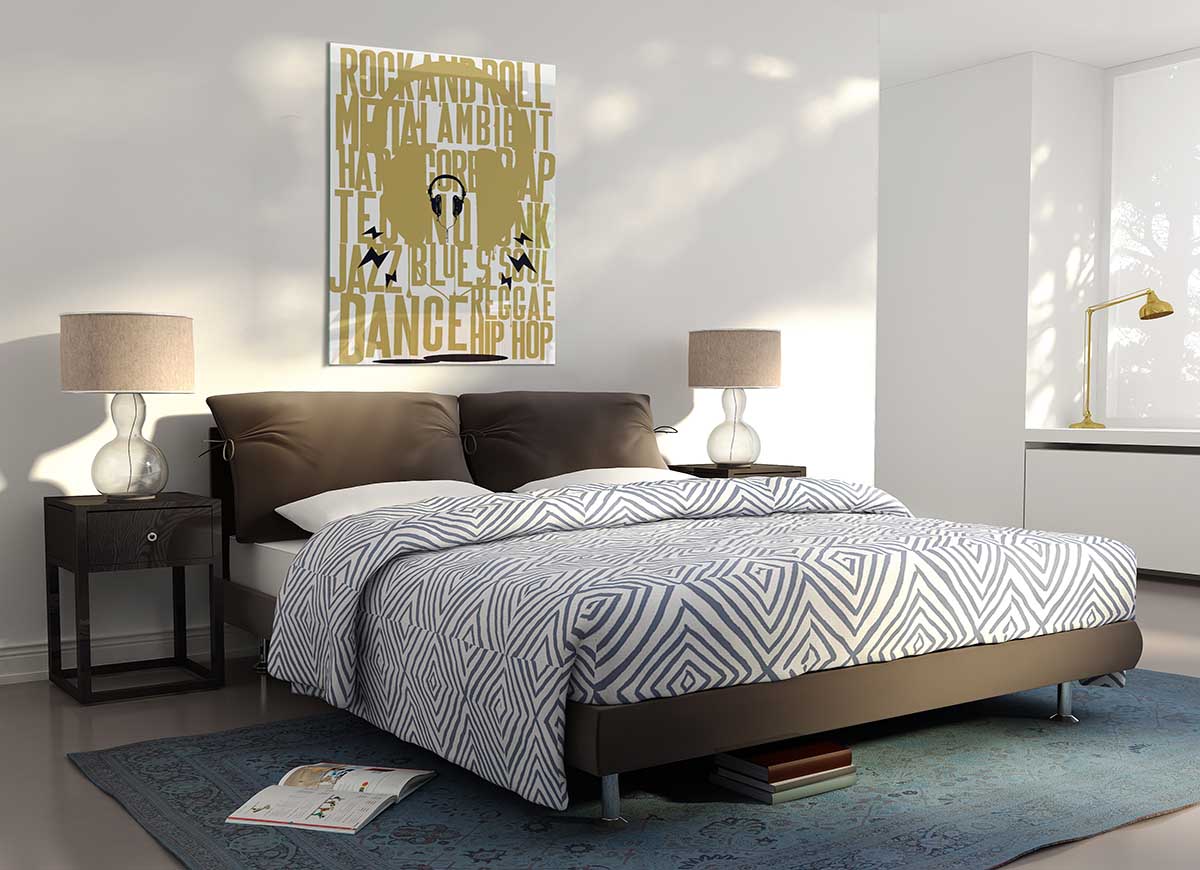 All Music Aloud glass print featuring modern art design, perfect for stylish home decor.