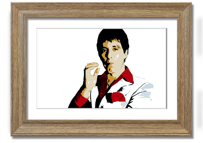 Framed print of Al Pacino, showcasing vibrant colors and quality craftsmanship, ready to hang.