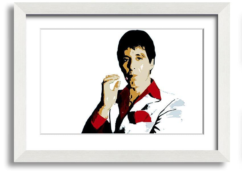 Framed print of Al Pacino, showcasing vibrant colors and quality craftsmanship, ready to hang.