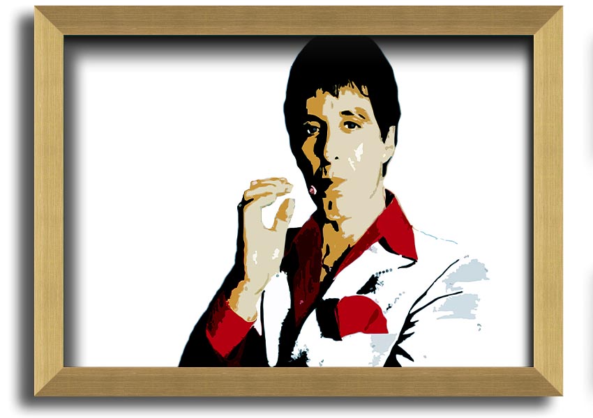 Framed print of Al Pacino, showcasing vibrant colors and quality craftsmanship, ready to hang.