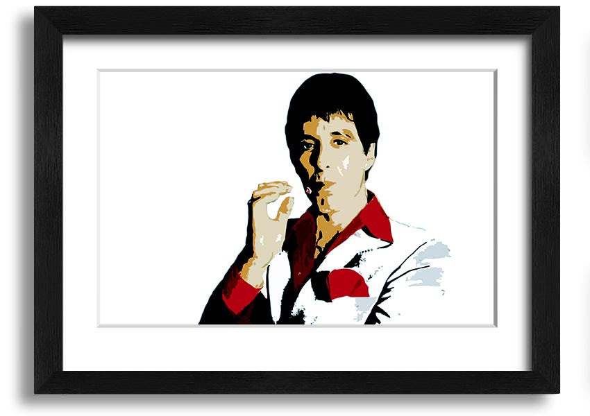 Framed print of Al Pacino, showcasing vibrant colors and quality craftsmanship, ready to hang.