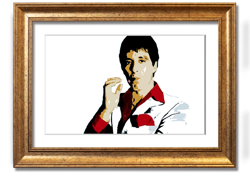 Framed print of Al Pacino, showcasing vibrant colors and quality craftsmanship, ready to hang.