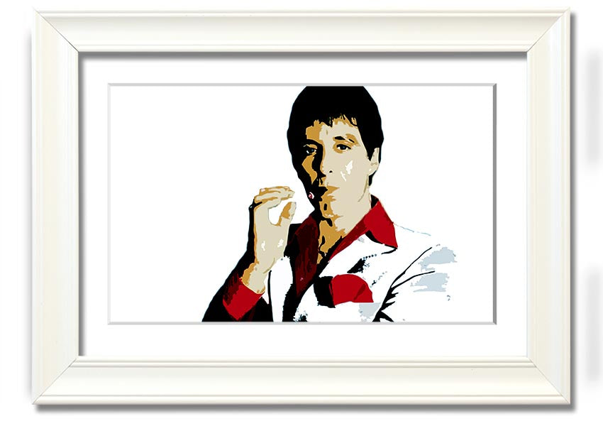 Framed print of Al Pacino, showcasing vibrant colors and quality craftsmanship, ready to hang.