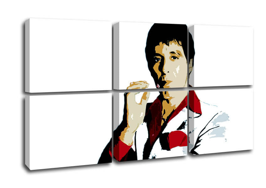 Al Pacino canvas art mounted on a box frame, featuring vibrant colors and detailed print.