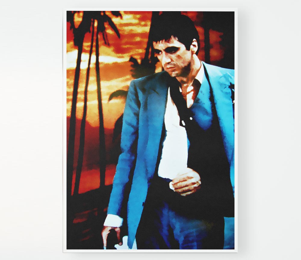 Al Pacino Scarface 03 poster on high-quality canvas, featuring vibrant colors and iconic design.