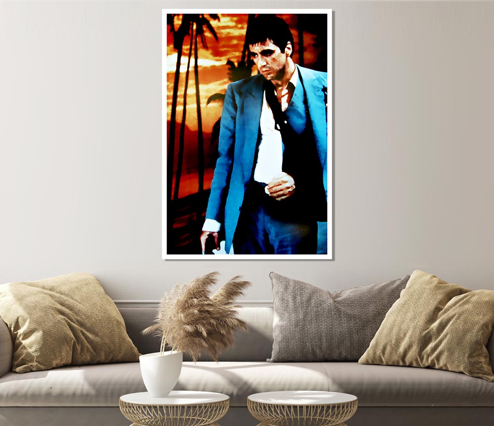 Al Pacino Scarface 03 poster on high-quality canvas, featuring vibrant colors and iconic design.