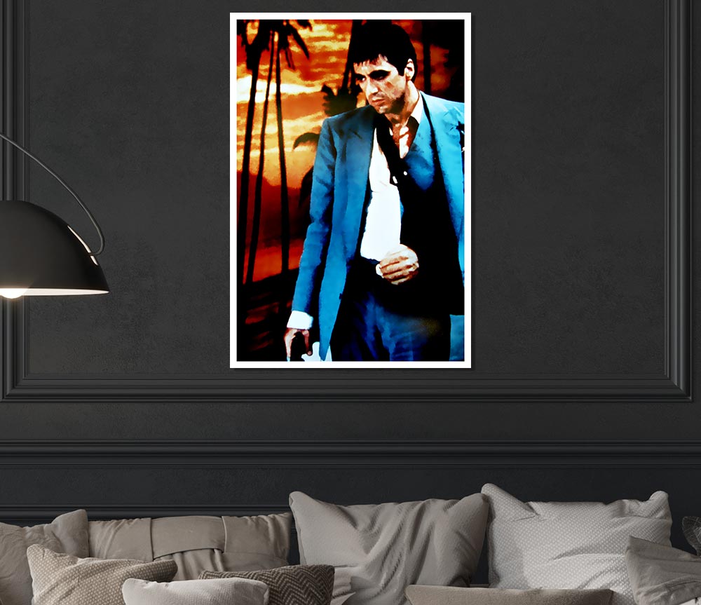 Al Pacino Scarface 03 poster on high-quality canvas, featuring vibrant colors and iconic design.