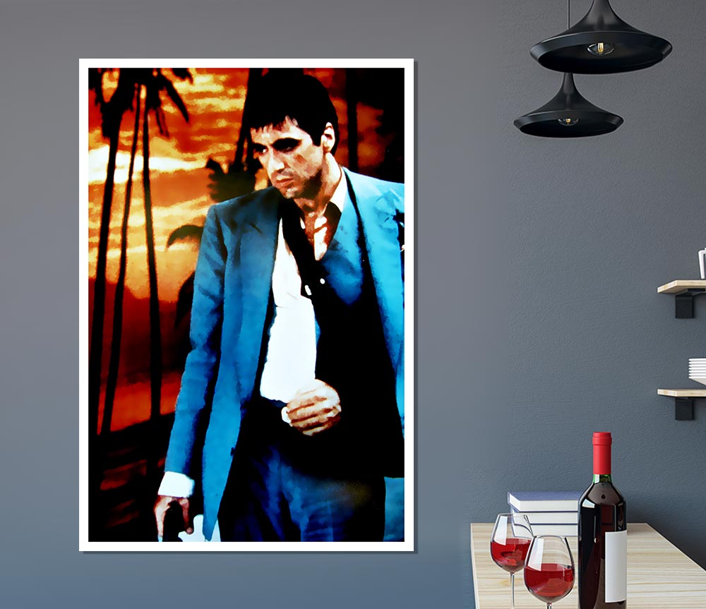 Al Pacino Scarface 03 poster on high-quality canvas, featuring vibrant colors and iconic design.