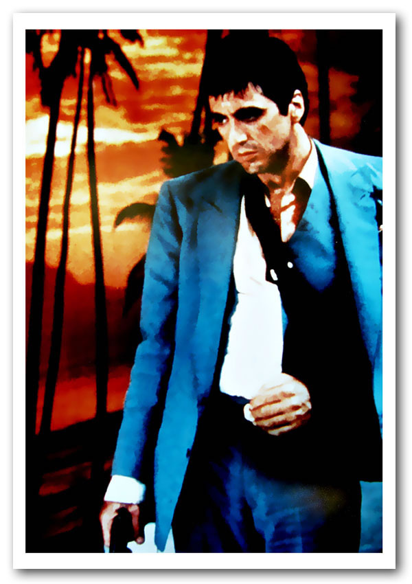 Al Pacino Scarface 03 poster on high-quality canvas, featuring vibrant colors and iconic design.