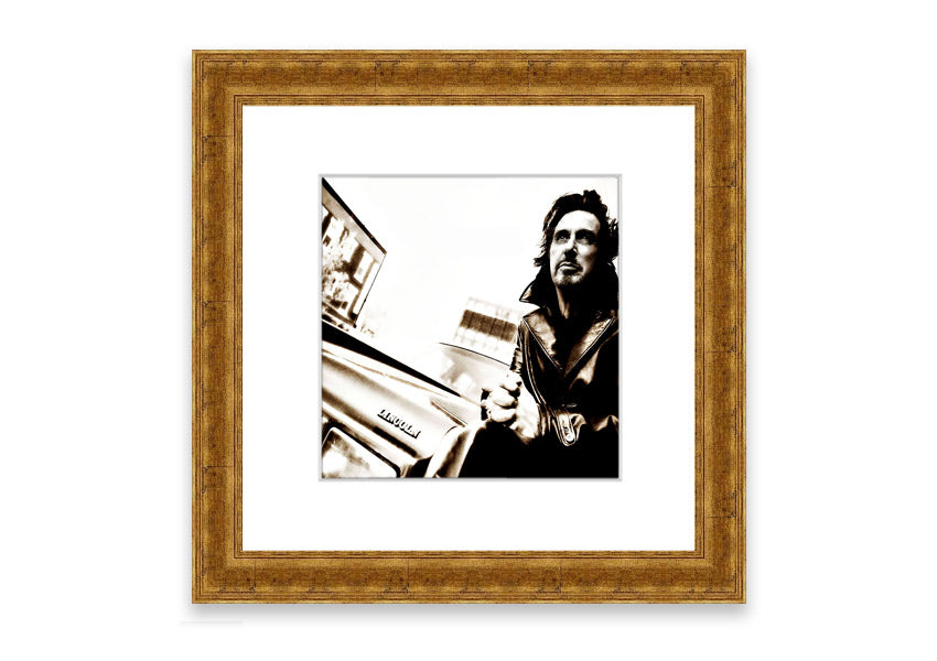 Framed print of Al Pacino Streets, showcasing vibrant colors and quality craftsmanship, ready to hang.