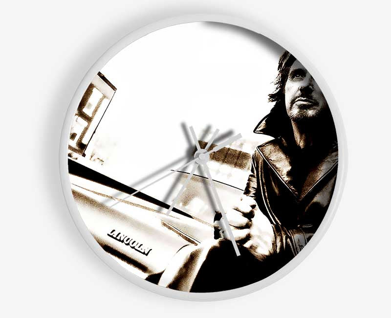 Al Pacino Streets clock made from natural bamboo with a round face and clear Plexiglas lens, available in black, white, and natural frame colors.