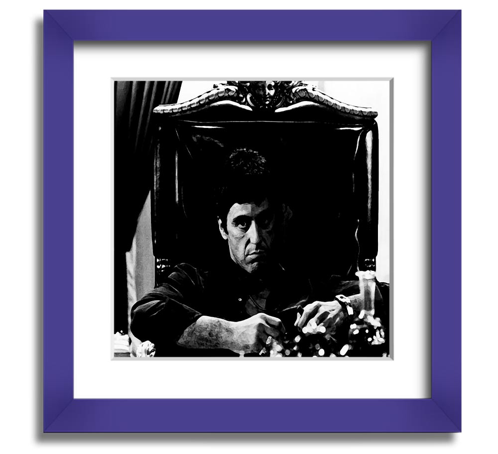 Al Pacino The Godfather framed print showcasing iconic scene, available in various frame colors.