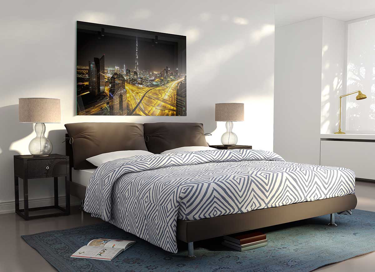 All Roads Are Pathed With Gold glass print featuring modern design and vibrant colors, perfect for home decor.