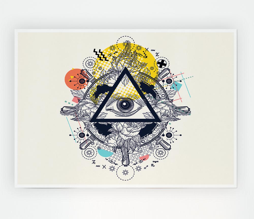 All Seeing Eye poster on high-quality canvas, featuring intricate design and vibrant colors, ready for display or framing.