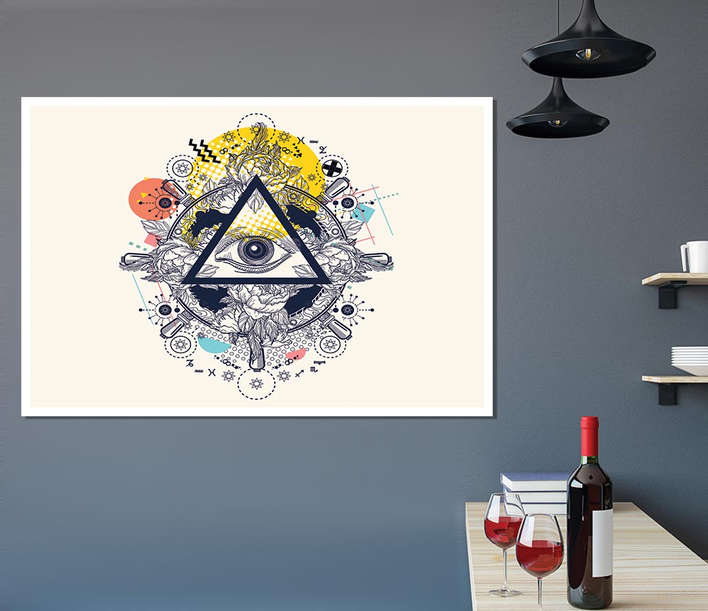 All Seeing Eye poster on high-quality canvas, featuring intricate design and vibrant colors, ready for display or framing.