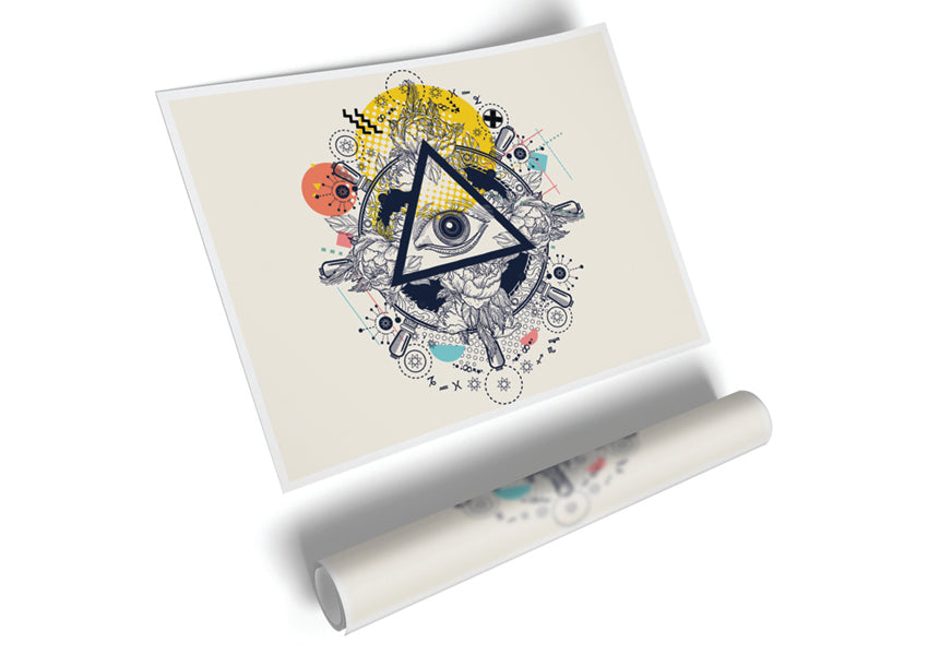 All Seeing Eye poster on high-quality canvas, featuring intricate design and vibrant colors, ready for display or framing.