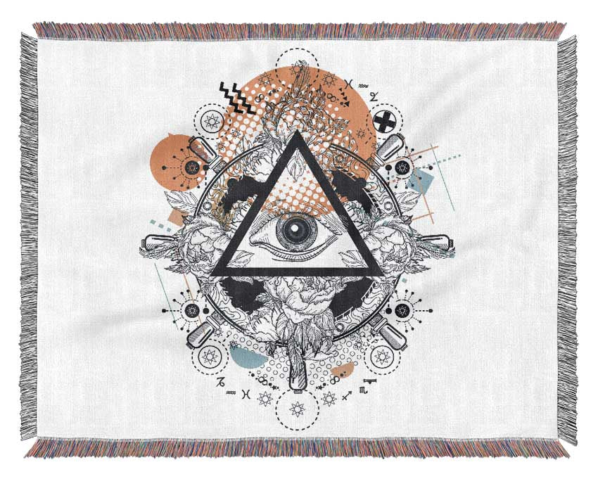 Luxurious All Seeing Eye throw blanket made from 100% cotton, featuring a thermal weave for breathability and comfort, perfect for home decor.