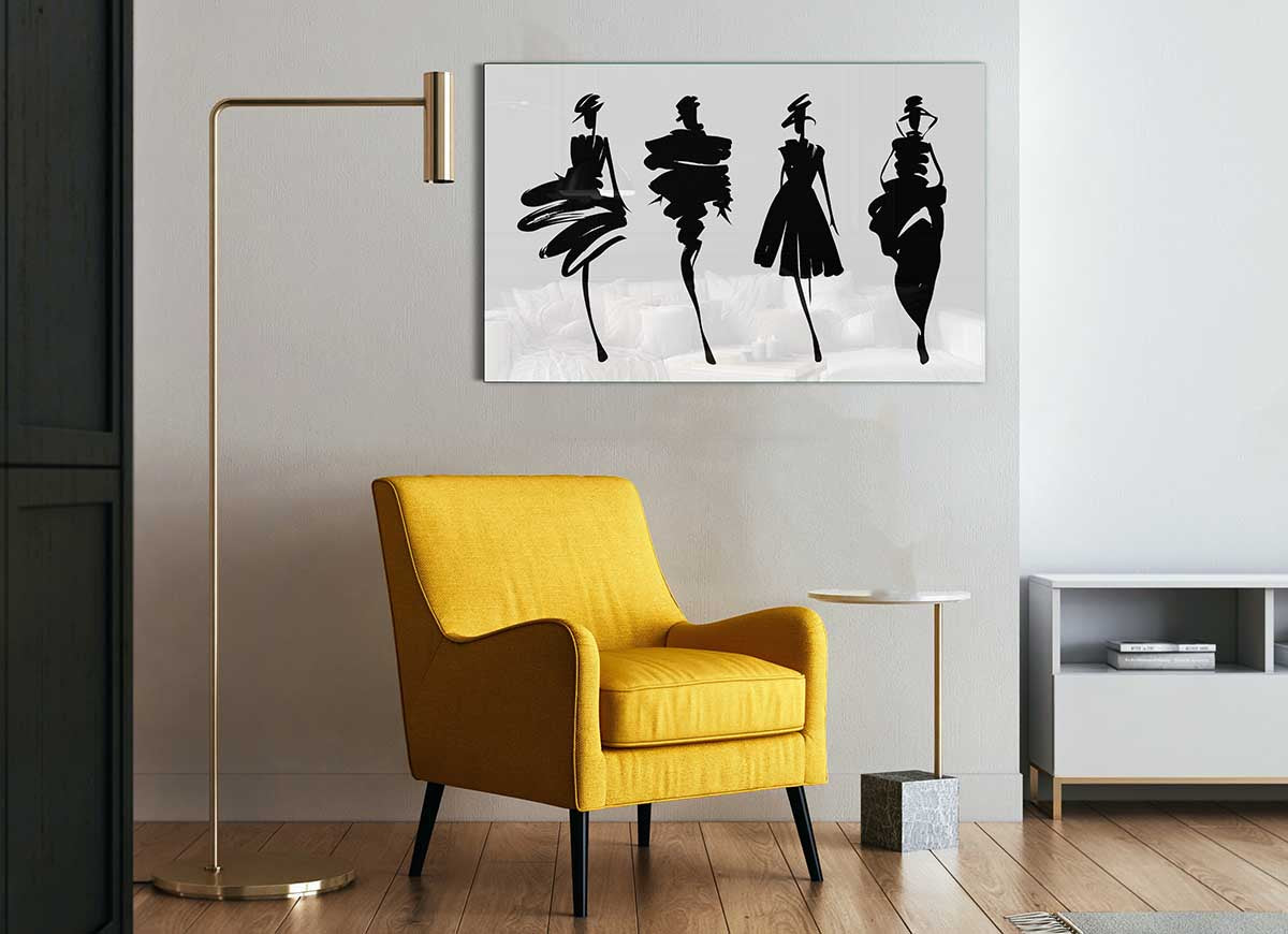 Modern All Shapes glass print art featuring contemporary design, perfect for home decor.