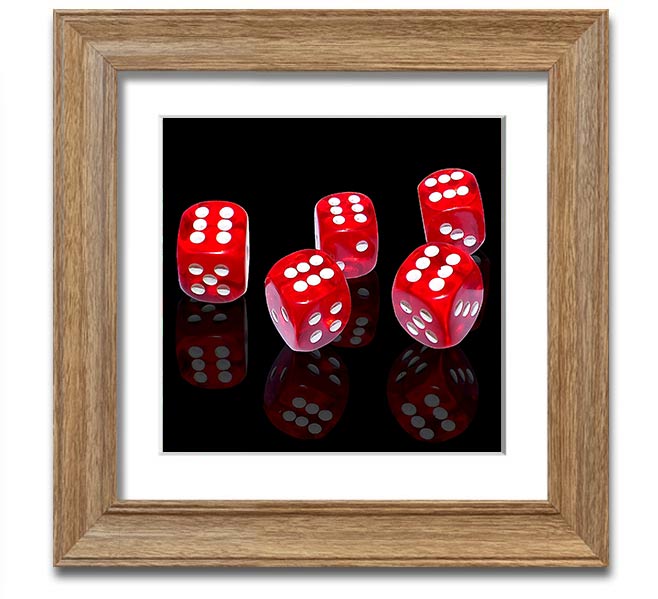 All Sixes Dice Square Framed Print featuring vibrant dice design in a stylish frame, handmade in the UK.