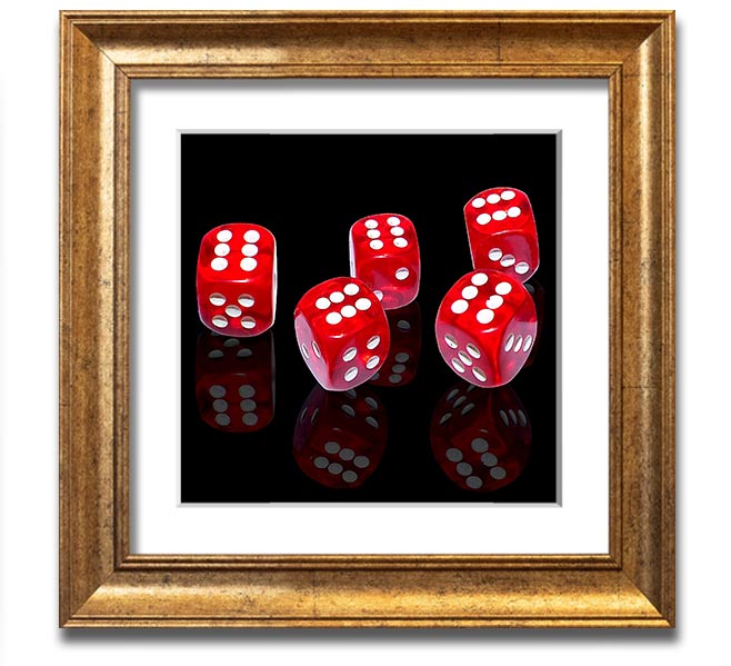 All Sixes Dice Square Framed Print featuring vibrant dice design in a stylish frame, handmade in the UK.