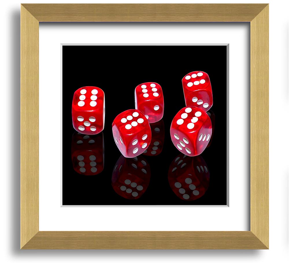 All Sixes Dice Square Framed Print featuring vibrant dice design in a stylish frame, handmade in the UK.