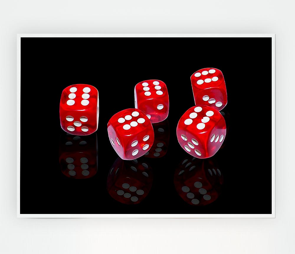 All Sixes Dice poster printed on high-quality canvas, featuring vibrant colors and intricate dice design.