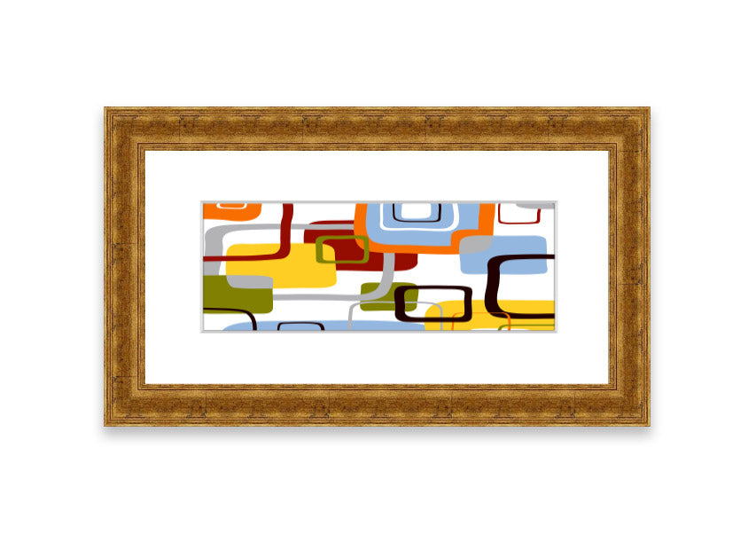 All Squared In Cornwall framed print showcasing vibrant colors and intricate design, available in various frame colors.