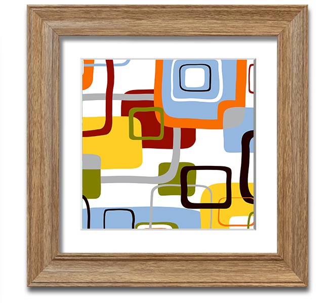 All Squared In Square Framed Print in various frame colors, showcasing its handmade quality and modern design.