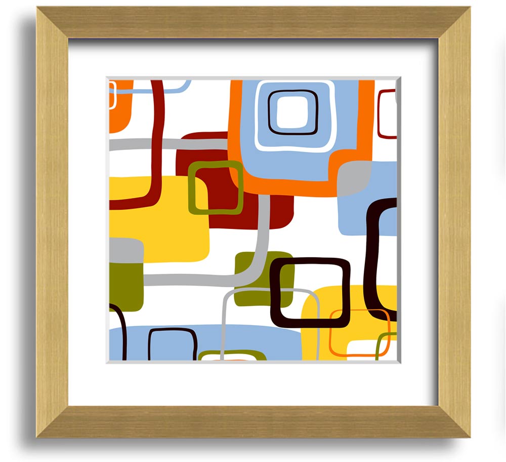 All Squared In Square Framed Print in various frame colors, showcasing its handmade quality and modern design.