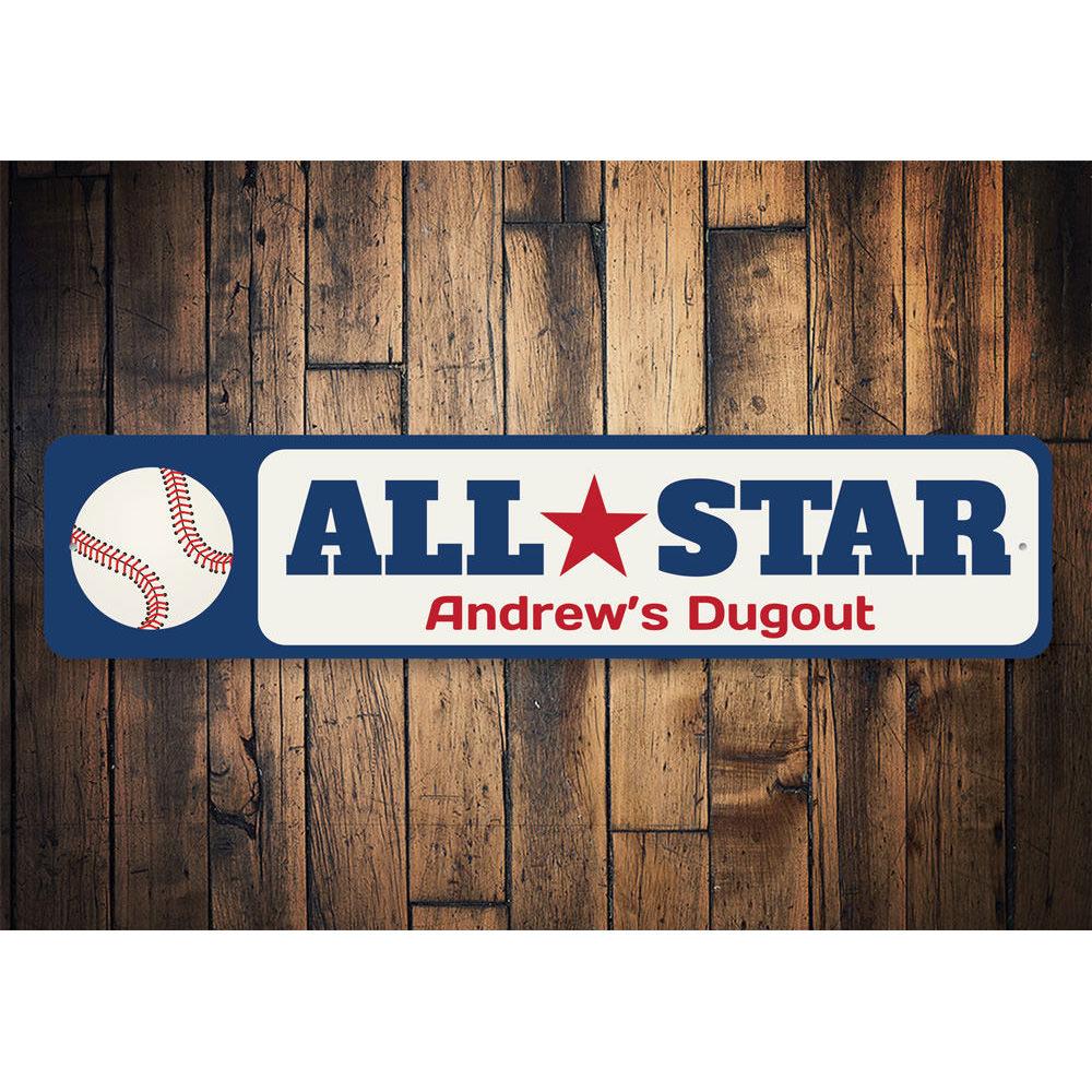 A colorful All Star Sign made of high-quality aluminum, featuring customizable text for kids' rooms and unique gifts.