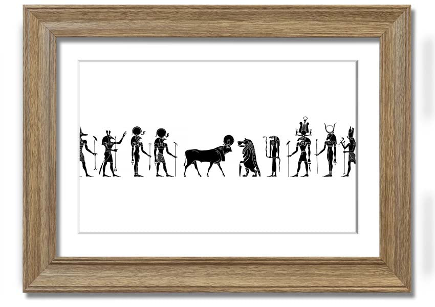 Framed print of All The Egyptian Gods featuring vibrant colors and intricate designs, available in multiple frame colors.