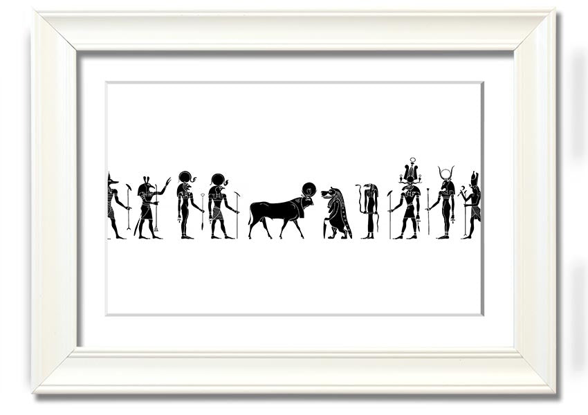 Framed print of All The Egyptian Gods featuring vibrant colors and intricate designs, available in multiple frame colors.