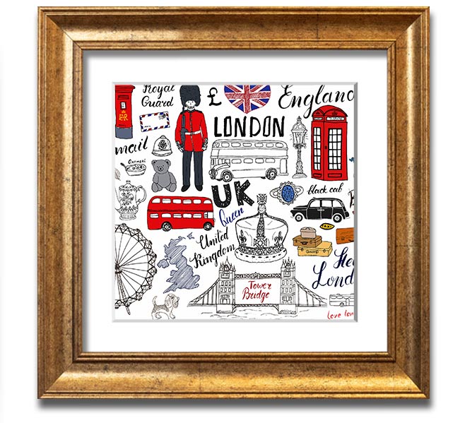 Square framed print titled 'All The Things To Love In The City 1', showcasing urban themes, available in various frame colors.