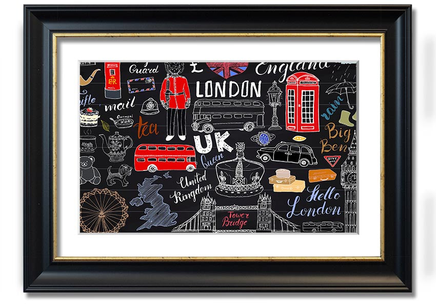 Framed print titled 'All The Things To Love In The City 2', showcasing vibrant urban imagery, available in various frame colours.