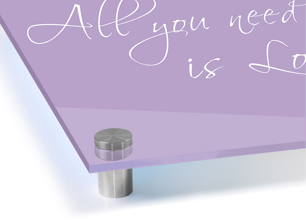 All You Need Is Love 2 Lilac acrylic print showcasing vibrant lilac colors on 5mm thick acrylic glass, ready to hang.