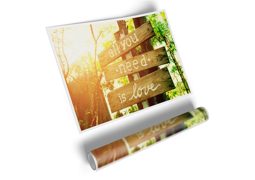 All You Need Is Love canvas poster featuring vibrant colors and an inspirational design, perfect for home decor.