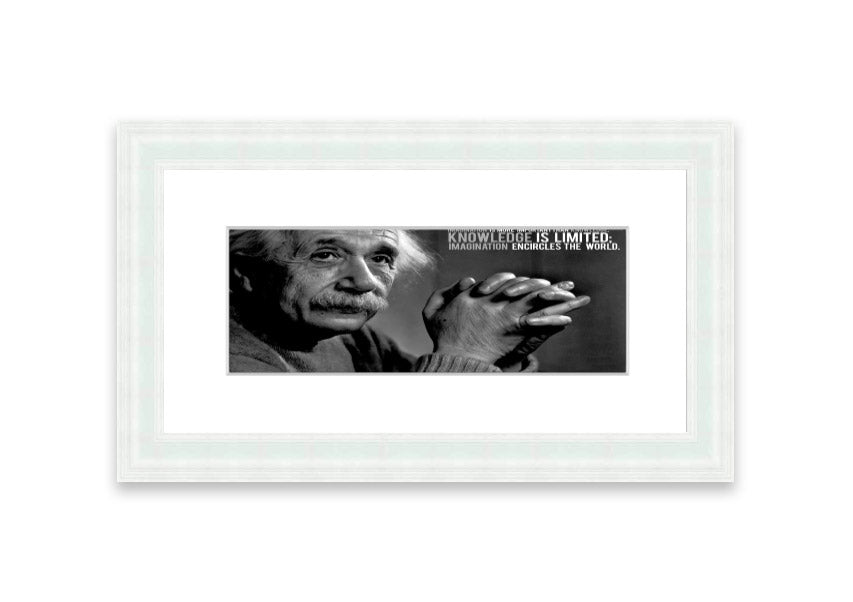 Framed print featuring Albert Einstein's quote about imagination, available in various colors.