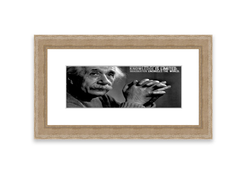 Framed print featuring Albert Einstein's quote about imagination, available in various colors.