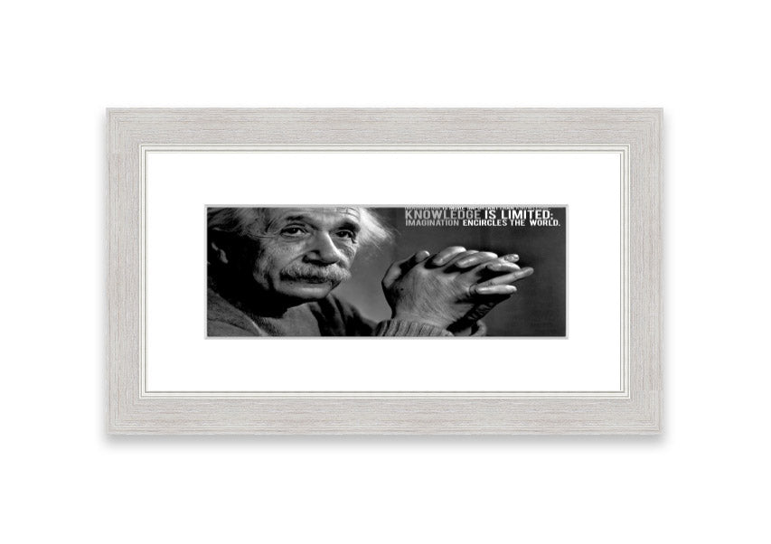 Framed print featuring Albert Einstein's quote about imagination, available in various colors.