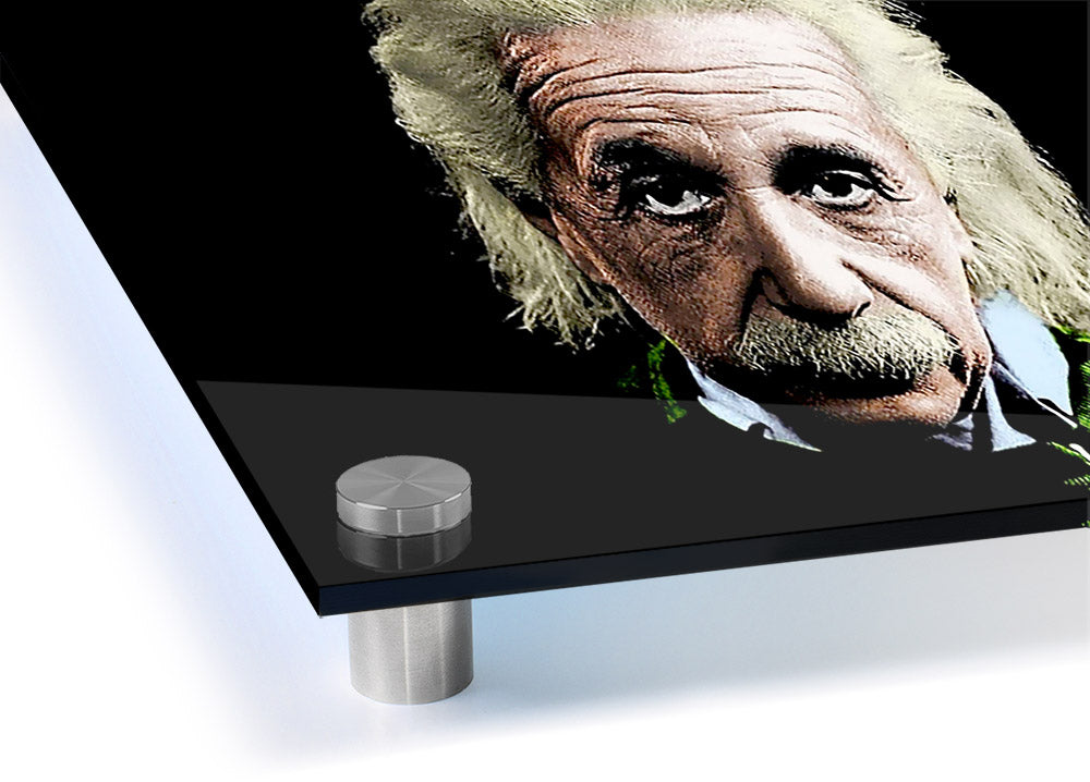 Acrylic print of Albert Einstein in retro colours, showcasing vibrant hues and modern design.