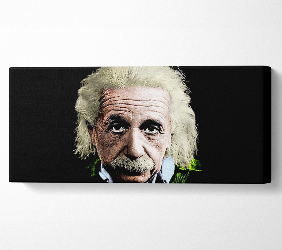 Vibrant Albert Einstein Retro Colours canvas art mounted on a box frame, showcasing a colorful depiction of Einstein.