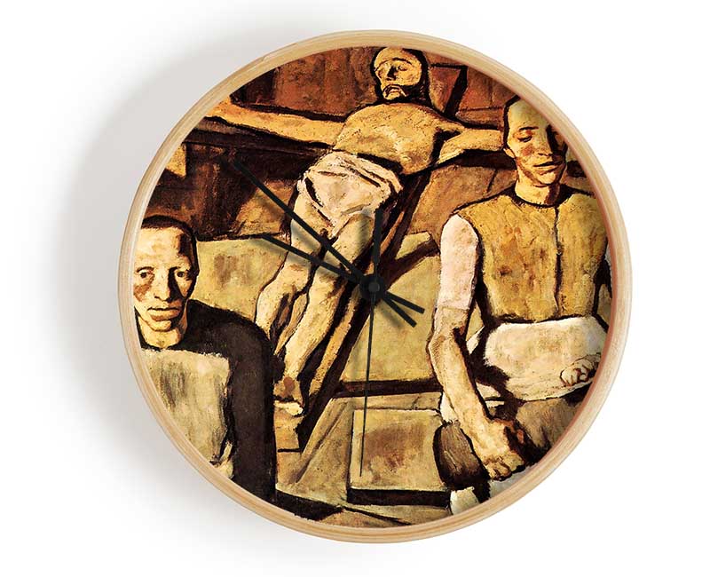 Albin Egger-Lienz Mother clock made from natural bamboo, featuring a round face and clear Plexiglas lens, available in black, white, and natural frame colors.