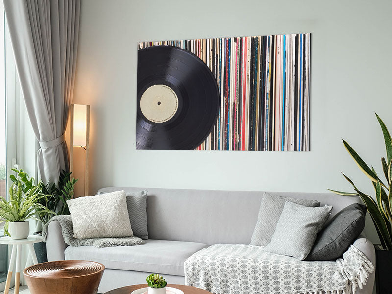 Album Love art piece printed on brushed aluminium dibond, showcasing a modern design with a sleek finish.