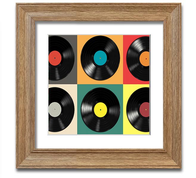 Album Madness Square Framed Print in various frame colors, showcasing a unique design, ready to hang.