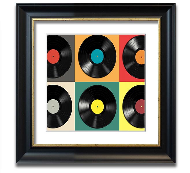 Album Madness Square Framed Print in various frame colors, showcasing a unique design, ready to hang.