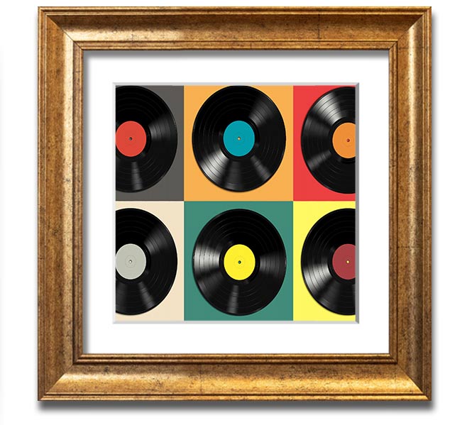 Album Madness Square Framed Print in various frame colors, showcasing a unique design, ready to hang.