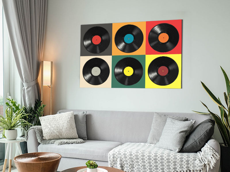 Album Madness artwork printed on brushed aluminium dibond, showcasing modern design and vibrant colors.