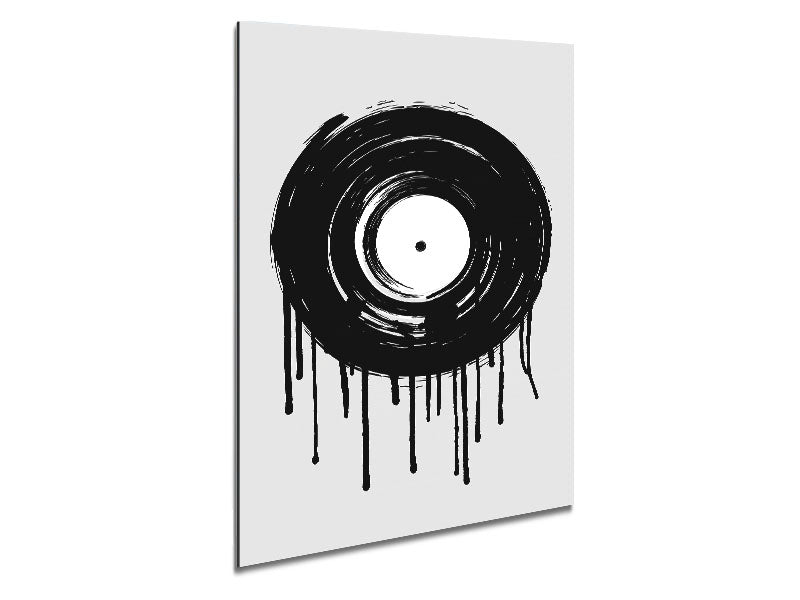 Album Melt art piece printed on brushed aluminium dibond, showcasing a modern design with a sleek finish.